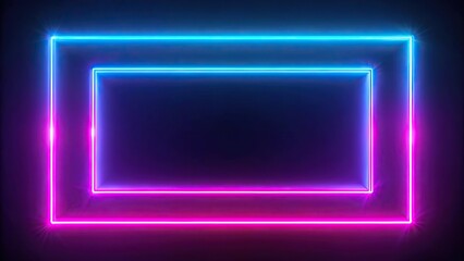 Double Rectangular Neon Frame in Pink and Blue