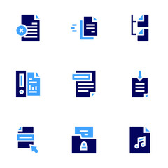 File icon set. Bold style. Duotone colors. file, file download, audio file