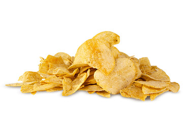 Potato chips isolated on white, transparent background. png file