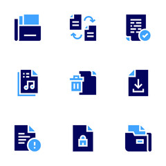 File icon set. Bold style. Duotone colors. file, file download, music file, delete file, files