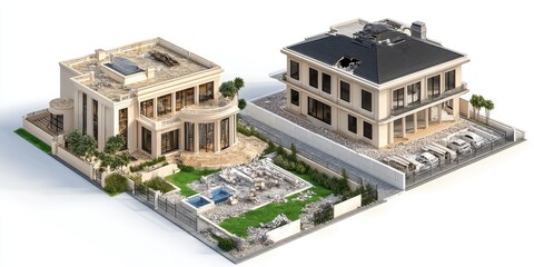 Before & After House Renovation Modern Villa Restoration.  Insurance Claim