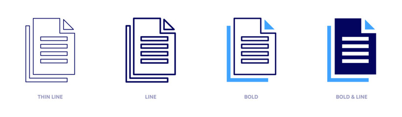 File importing icon in 4 different styles. Thin Line, Line, Bold, and Bold Line. Duotone style. Editable stroke