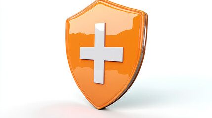 Obraz premium orange shield first aid cross isolated on white background