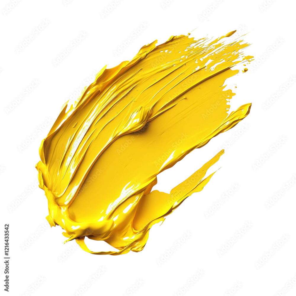 Poster a dynamic swirl of bright yellow paint against a stark black background showcases the textures and f