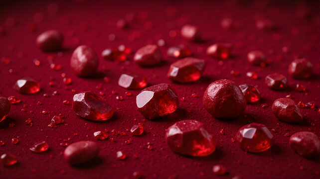 Red surface with water droplets close-up - Powered by Adobe