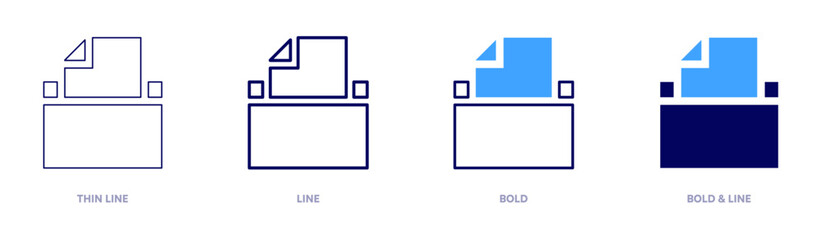 File opening icon in 4 different styles. Thin Line, Line, Bold, and Bold Line. Duotone style. Editable stroke