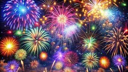 Fototapeta premium Multicolored Fireworks Display at Night