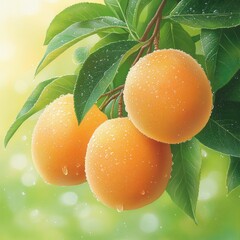 Juicy Apricots on the Branch