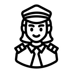 female pilot avatar outline