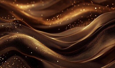 Golden Waves Flowing in Luxurious Brown Tones with Sparkling Glitter Effects