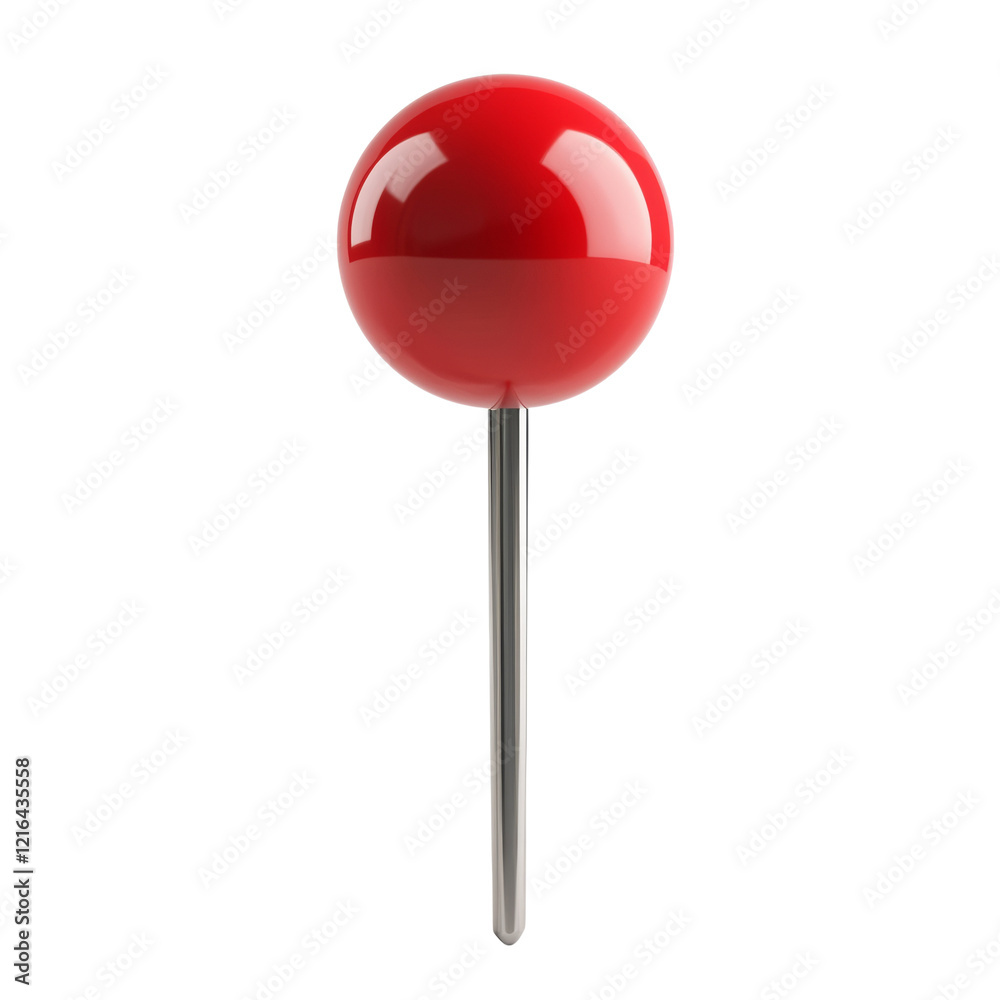 Poster the image shows a single red push pin with a metallic shaft against a black background.