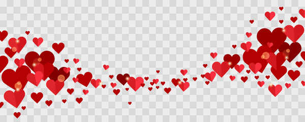 Valentine's Day banner with red hearts. Romantic decoration element. Wedding design