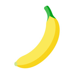 A single ripe banana isolated on a white background