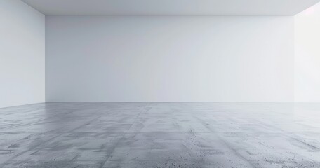 Obraz premium A minimalistic interior space with a smooth concrete floor and blank walls.