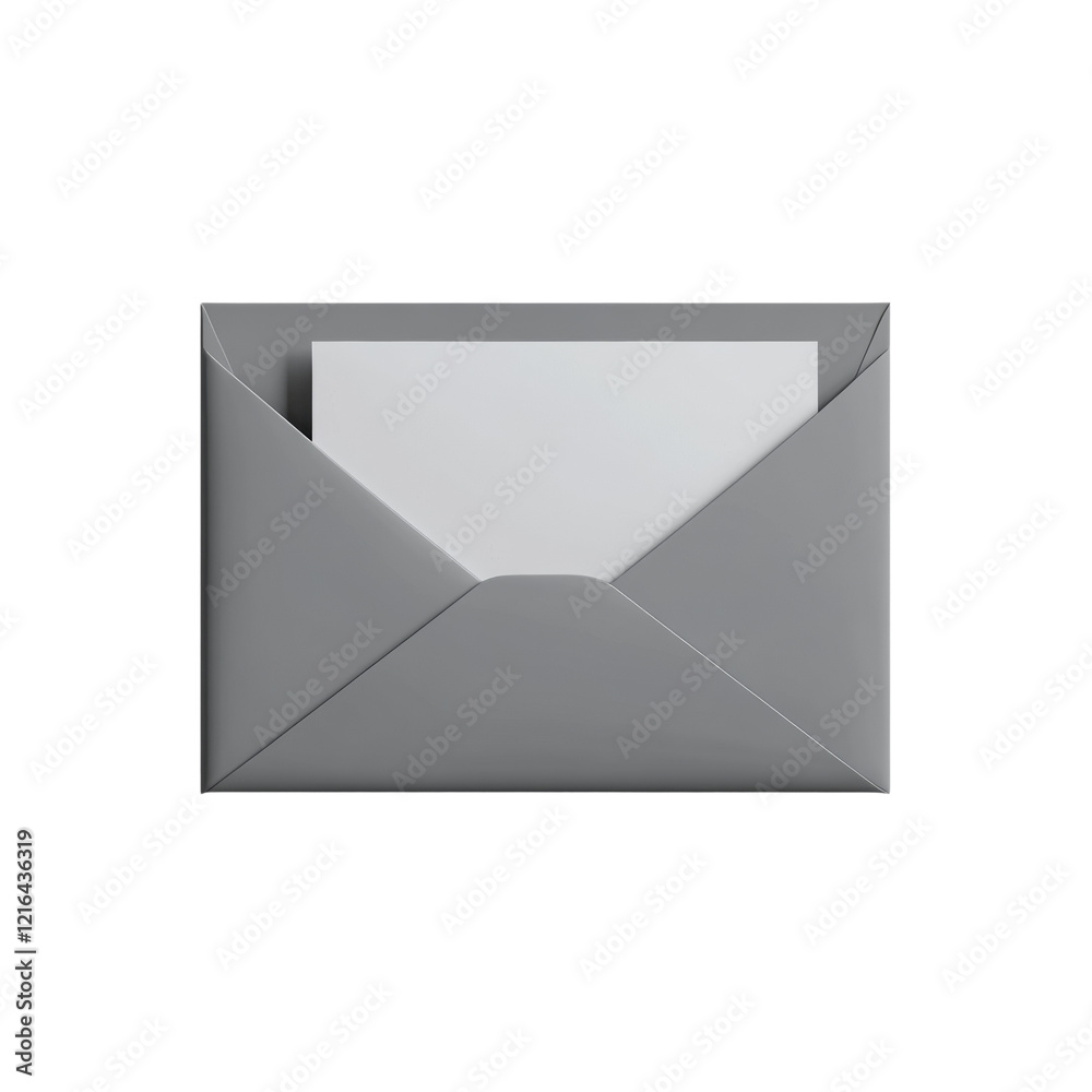 Aufkleber A digitally rendered image shows a grey envelope with a blank white piece of paper inside.