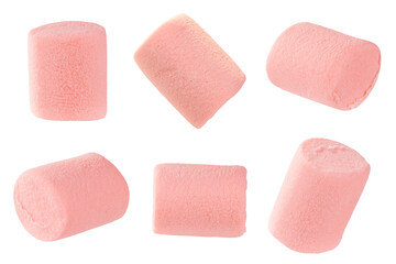 pink marshmallow isolated on white background, clipping path, full depth of field, transparent...