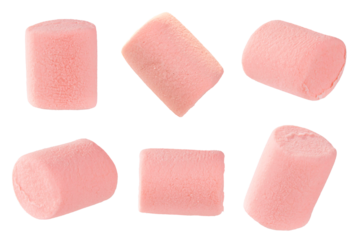 pink marshmallow isolated on white background, clipping path, full depth of field, transparent background. png file
