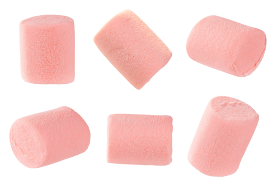 pink marshmallow isolated on white background, clipping path, full depth of field, transparent background. png file
