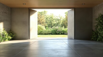 Fototapeta premium a room with a door open to a garden