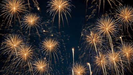 Vibrant Night Sky Fireworks Display with Colorful Sparks