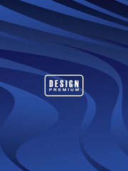 Modern cover design. Abstract wavy (curved) lines pattern gradient blue on premium gradient dark blue background. Creative line vector for business background, brochure template, booklet, flyer, etc.