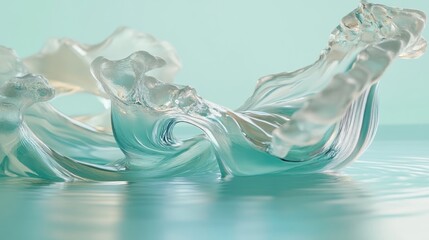 Serene Aqua Waves Glasslike Texture Teal Background
