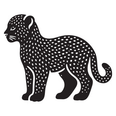 Side Profile Leopard Silhouette Illustration with Spotted Coat