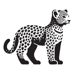 Standing Leopard Silhouette Illustration with Detailed Spots