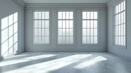 Fototapeta premium a room with a lot of windows and a white floor