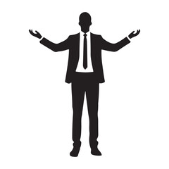 Silhouette Illustration of Businessman with Open Arms