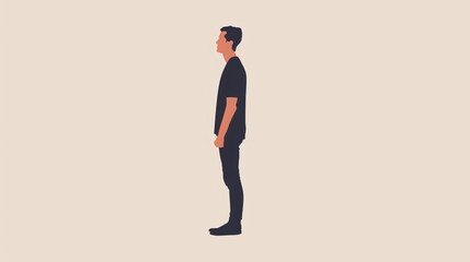 Professional Side View of Standing Man Flat Vector Illustration