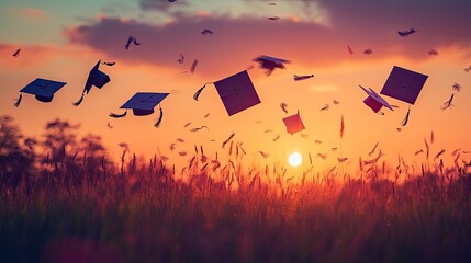 A vibrant sunset sky with hues of orange, pink,