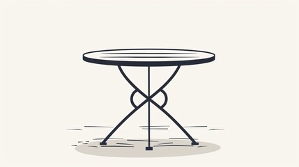 Modern Round Table Furniture Line Style Icon Vector Illustration