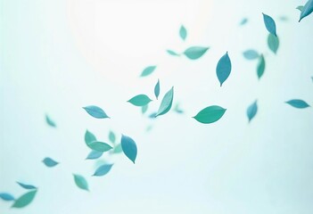 Floating Leaves Dance Softly in a Serene, Light-Filled Atmosphere. Generative AI