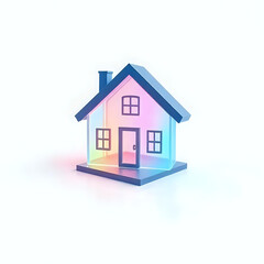 3D Holographic Home Icon Isolated on White Background 