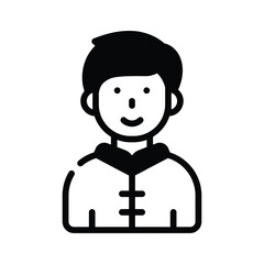 Chinese man wearing traditional clothes, icon of chinese man