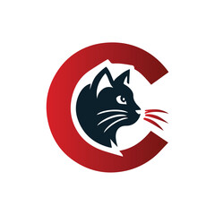 Minimalistic Abstract Cat Logo Design Vector Illustration