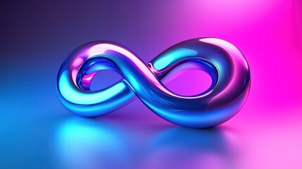 Shiny Blue Purple Infinity Symbol Neon Background Abstract Design