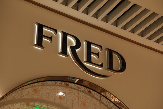 Wuhan,China-Feb.8th 2024: FRED brand logo store sign 