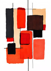 Dynamic Abstract Suprematist Composition with Red and Black Rectangles