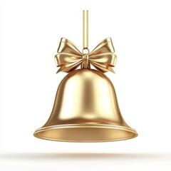 Golden Christmas Bell:  A gleaming golden bell, adorned with a graceful golden bow, hangs ready to usher in the festive season.  The bell's polished surface reflects the soft glow of holiday cheer.