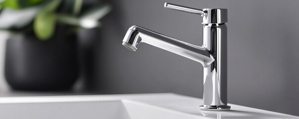 Chrome faucet with a double-jointed spout, blending functionality with industrial aesthetics