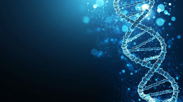 3d abstract science template featuring intricate dna molecules, creating a dynamic and futuristic background for research, biotechnology, and genetic concept illustrations