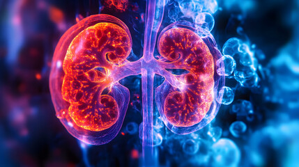 Person acute kidney injury Comprehensive image overview of kidneys showing sudden loss of function