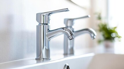 Chrome faucet with dual spouts for filtered and unfiltered water, practical and sleek