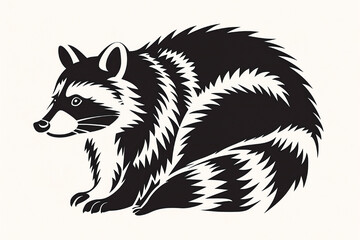 Obraz premium art of a raccoon with distinct mask and tail, capturing the essence of forest wildlife.