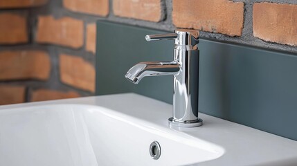 Chrome faucet with exposed joints, emphasizing urban industrial vibes