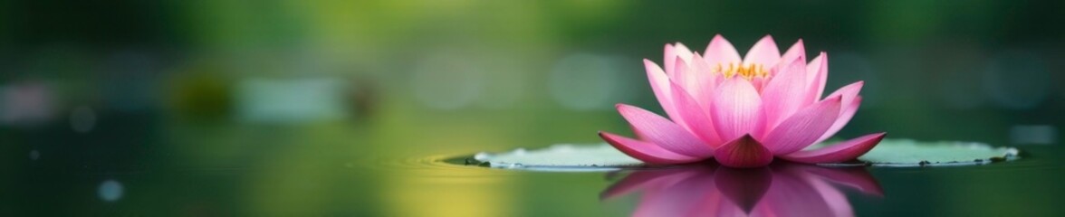 Fototapeta premium Delicate Lotus flower on a serene river surface, nature, floral