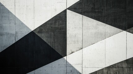 Abstract Geometric Concrete Wall in Black and White