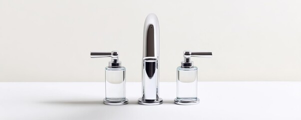 Chrome faucet with translucent glass handles, combining materials for a bold look